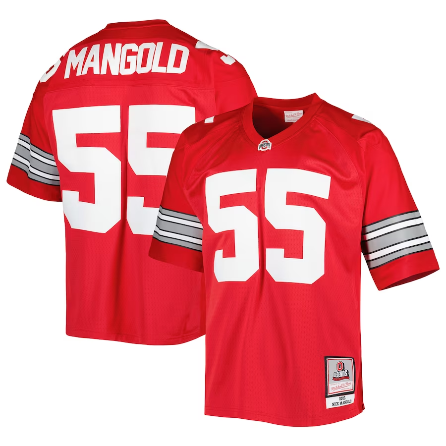 Men's Ohio State Buckeyes Nick Mangold #55 Scarlet Jersey